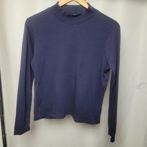 L.L. Bean women's 100% Supima Cotton long sleeve turtleneck blue Size Medium